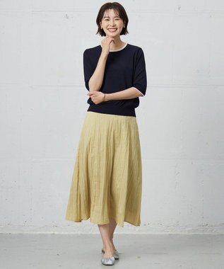 J.PRESS LADIES L 【洗える・ニットセット】TRIM TWIN ニット ネイビー×ベージュ系
