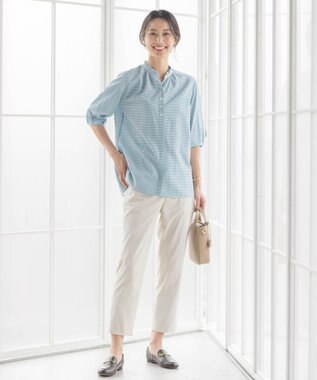 J.PRESS LADIES L 【洗える・撥水】中空タスランチノ テーパード パンツ グレージュ系