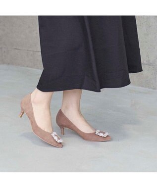 MODE ET JACOMO <MODE ET JACOMO>ビジューバックルパンプス ピンクスエード