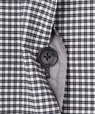 J.PRESS LADIES Lightストレッチチェック スタンドカラー コート ダークネイビーギンガム系