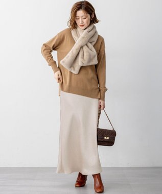 23区 S 【見上愛さん着用/Oggi・STORY掲載】ピュアカシミヤ クルーネック ニット キャメル系