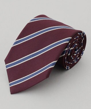 GOTAIRIKU リクルートにも【日本製】シルク ネクタイ_レジメンタル ワイン系1