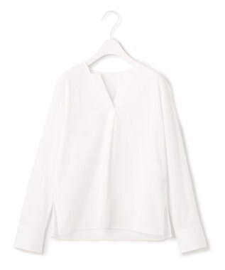 ICB L 【洗える】 ブラウスライクジャージー ヘンリーネックカットソー オフホワイト系