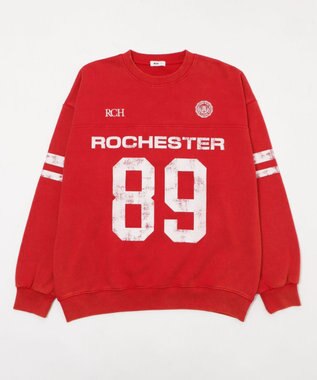 WEGO 【ユニセックス着用ITEM】ケミカルウォッシュナンバリングプルオーバー レッド