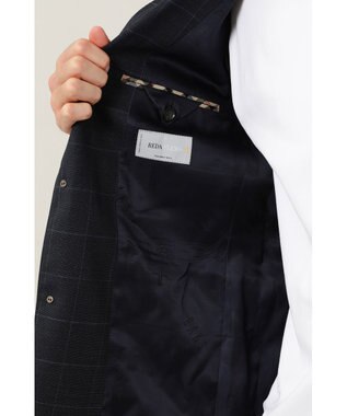 DAKS ウールチェックジャケット ネイビー