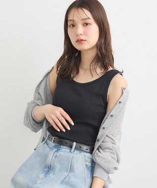 earth music&ecology ピコトリミングタンクトップ Black