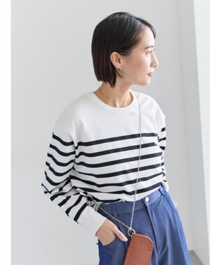 Te chichi ボーダーボックスシルエットプルオーバー ブラック