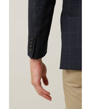 DAKS ウールチェックジャケット ネイビー