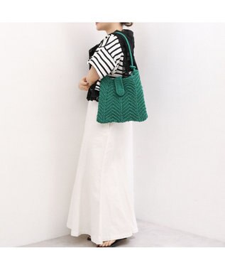 UNBILLION カシュカシュ cachecache / 山波編みトート カゴバッグ グリーン