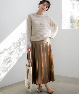 23区 【先行予約】グロッシープリーツ ロングスカート モカ