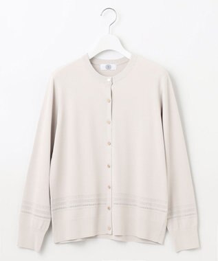 J.PRESS LADIES L 【洗える】レーヨンエリートストレッチ 編み柄 カーディガン グレージュ系
