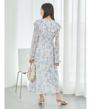 earth music&ecology 隠れバンビ花柄ワンピース Blue