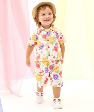 MIKI HOUSE HOT BISCUITS 【ビーンズ×フルーツシリーズ】【80-120cm】オープンカラーシャツ アイボリー