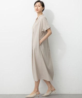 23区 L 【洗える】トリアセスラブストレッチ ワンピース ベージュ系