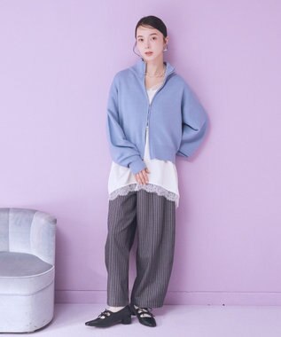 earth music&ecology バルーンパンツ Stripe Gray