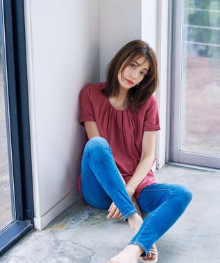 Tiaclasse 【洗える】バックギャザーフレアチュニックブラウス ピンク