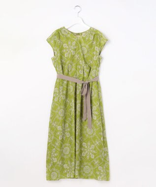 自由区 S 【カタログ掲載】ロータスタイルプリント ワンピース ピスタチオ