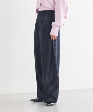 earth music&ecology バルーンパンツ Stripe Navy