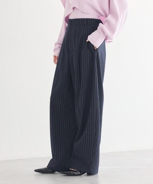 earth music&ecology バルーンパンツ Stripe Navy