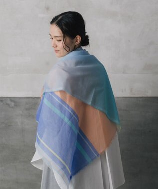 POLS 播州織 極細コットンストール ブルー