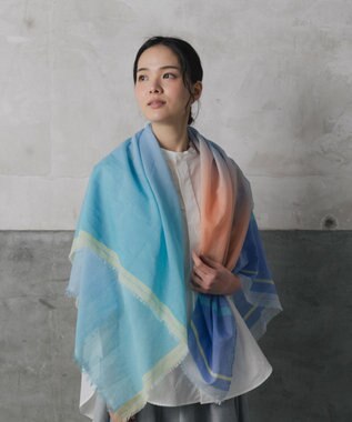 POLS 播州織 極細コットンストール ブルー