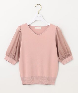 ANY SIS L 【洗える】シアースリーブコンビ ニット シェルピンク