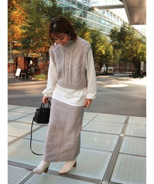 Green Parks ケーブルニットベスト Light Gray