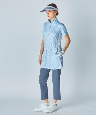 FILA GOLF／marie claire 【Marie claire sports】ロゴ柄ハーフジップチュニック ライトブルー