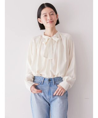 AMERICAN HOLIC イージーケア２ＷＡＹボウタイブラウス Ivory