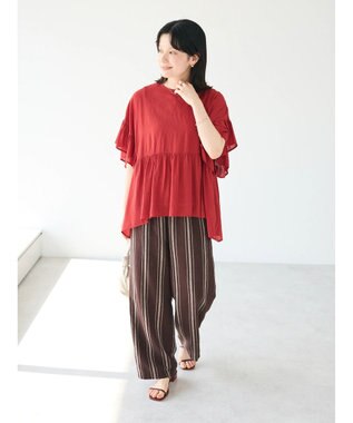 CRAFT STANDARD BOUTIQUE リネンレーヨンストライプイージーパンツ Stripe Brown