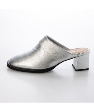 MODE ET JACOMO <D'ICI>クラシカルチャンキーヒールミュール シルバー