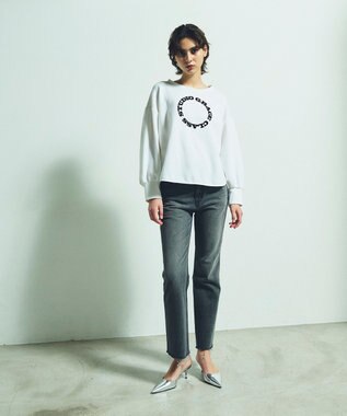 GRACE CONTINENTAL フロッキーロゴプリントトップ ホワイト