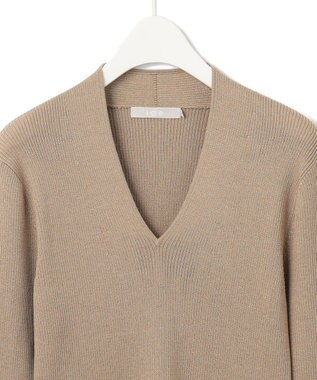 ICB 【新色追加・洗える】エクストラファインメリノ Vネックプルオーバー ベージュラメ系