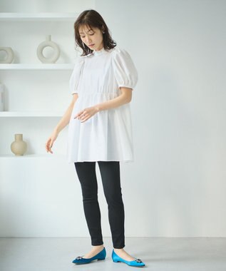 #Newans 【ANSWER for 骨格ウェーブ】フリルカラーパフスリーブチュニック ホワイト系