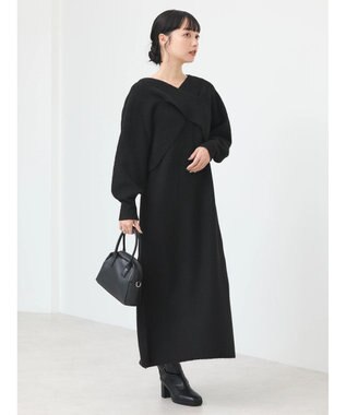 earth music&ecology Ｓｅｔ２点クロスニット＋ノースリーブニットワンピース Black