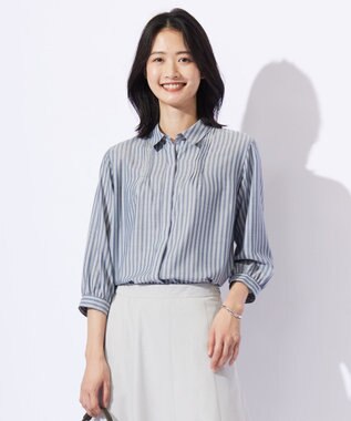  【洗える】ウォッシャブルキュプラツイル ピンタック ブラウス
