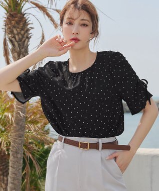 Tiaclasse 【洗える】ボリュームスリーブリボンブラウス