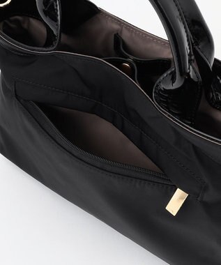 LA BAGAGERIE ツイルナイロン×エナメル 2WAYトートバッグ Sサイズ ブラック