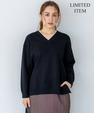 23区 L 【Lサイズ限定/洗える】ヴィスコースストレッチ Ｖネック ニット