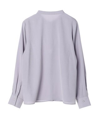 earth music&ecology バンドカラーブラウス Grayish Blue