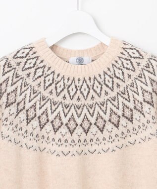 J.PRESS LADIES 【WEB限定カラーあり・洗える】FAIR ISLE ラウンドネック ニット 【WEB限定】ベージュ系