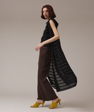 GRACE CONTINENTAL レースロングカーディガン ブラック