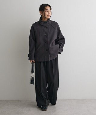 CRAFT STANDARD BOUTIQUE スタンドカラーメルトンショートコート Charcoal Gray