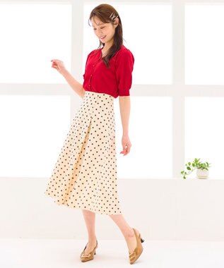 Feroux ハーフスリーブ カーディガン レッド系