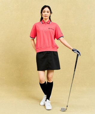 23区GOLF 【WOMEN】ゆったりシルエット 半袖ゴルフポロシャツ ピンク系