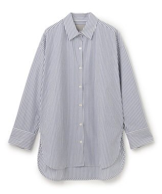 UNFILO オーバーシャツ ネイビーストライプ
