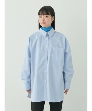 earth music&ecology ボーイズライクシャツ Stripe Sax