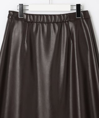 J.PRESS LADIES 【洗える】シンセティックマットleather スカート ブラウン系