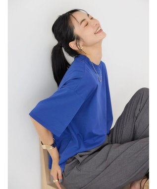 AMERICAN HOLIC モックネック５分袖カットプルオーバー Blue