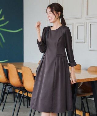 Tiaclasse 【洗える】サイドフラップワンピース チャコールグレー